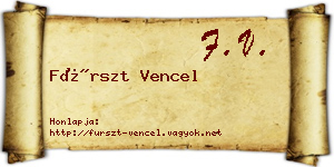 Fürszt Vencel névjegykártya